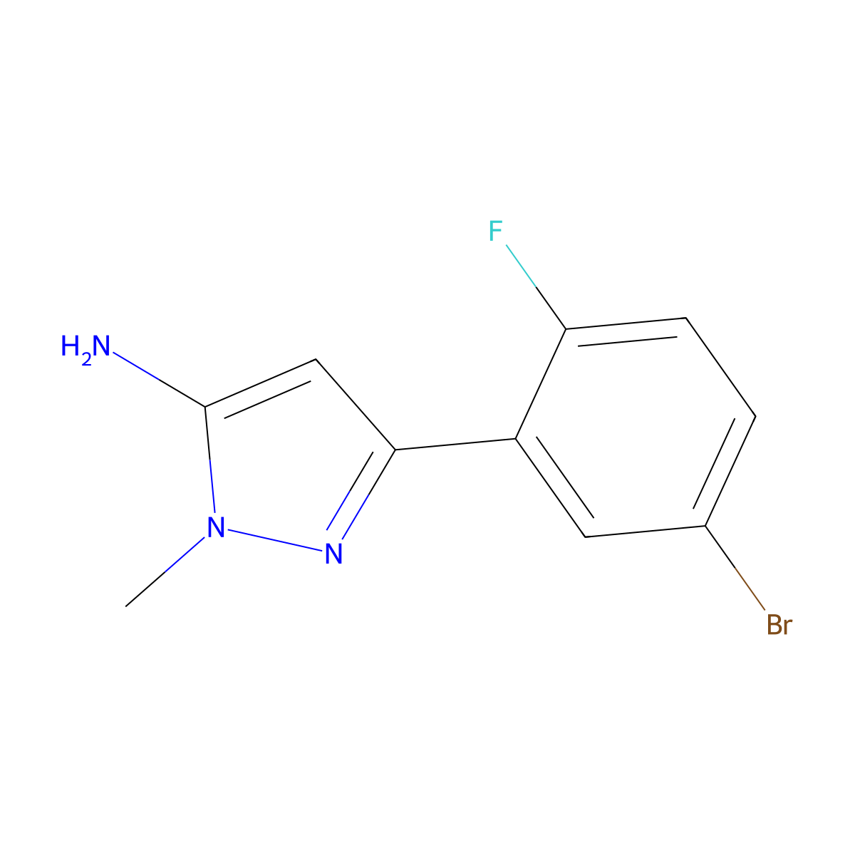 3-(5-Bromo-2-fluorophenyl)-1-methyl-1h-pyrazol-5-amine molecular structure, CAS 1152667-08-7