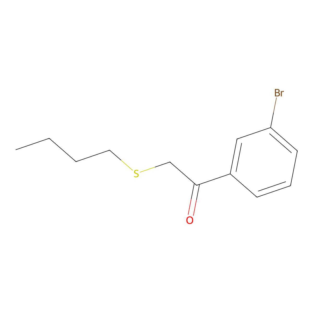 1-(3-Bromophenyl)-2-(butylsulfanyl)ethan-1-one molecular structure, CAS 1152669-46-9