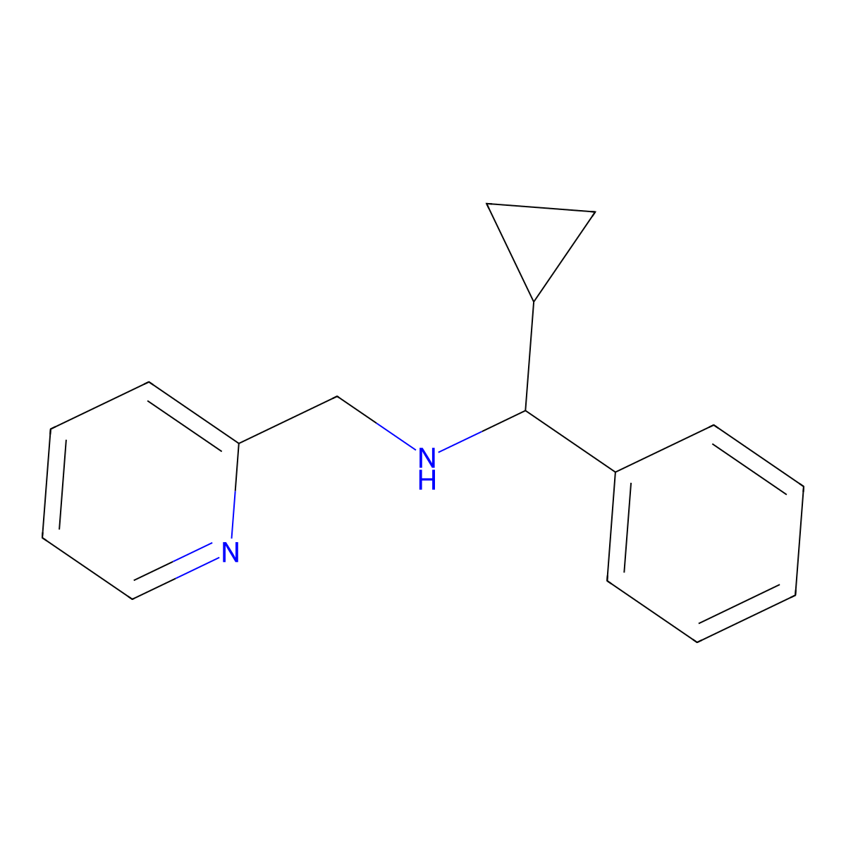 1-cyclopropyl-1-phenyl-N-(pyridin-2-ylmethyl)methanamine molecular structure, CAS 1152670-71-7