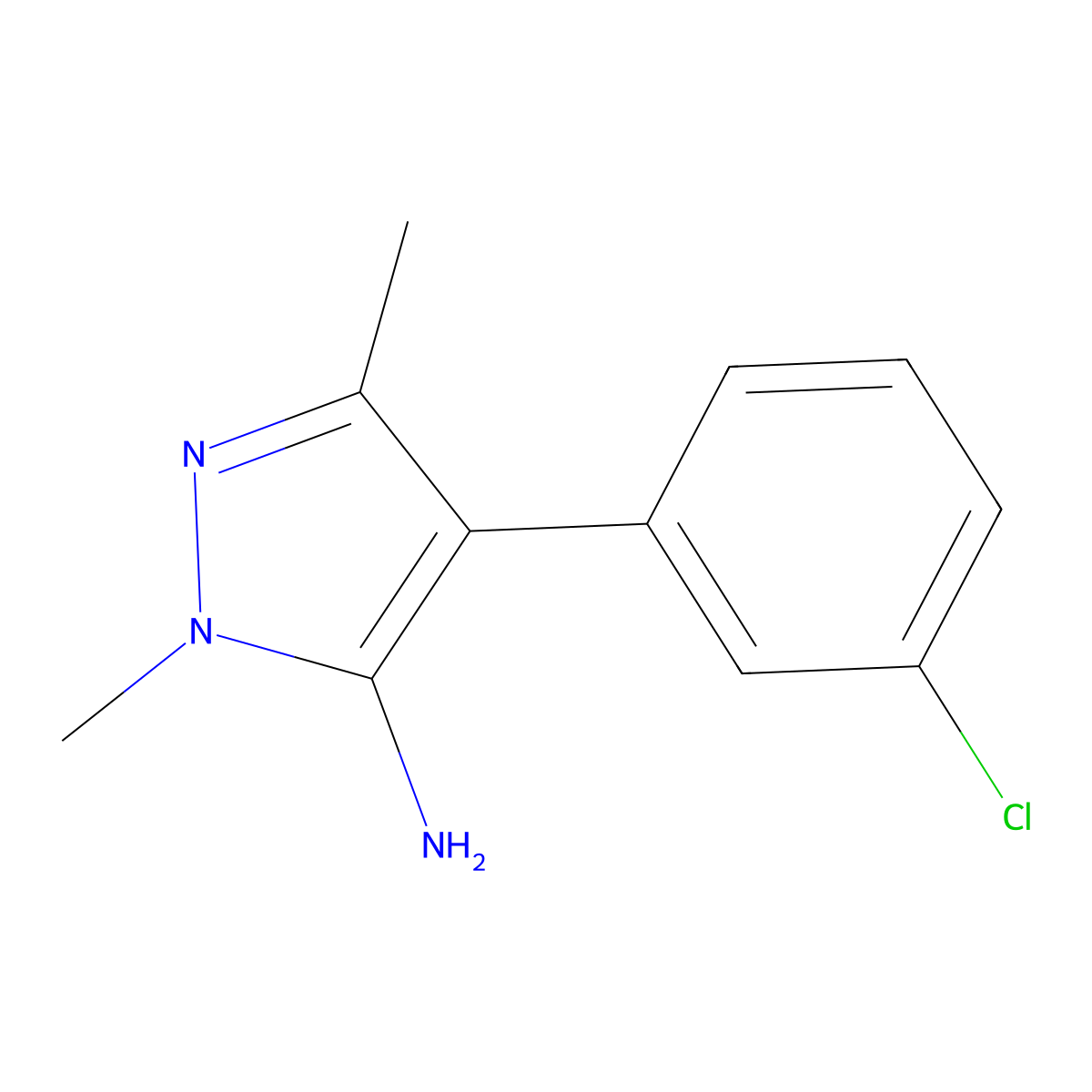 4-(3-Chlorophenyl)-1,3-dimethyl-1h-pyrazol-5-amine molecular structure, CAS 1152674-85-5