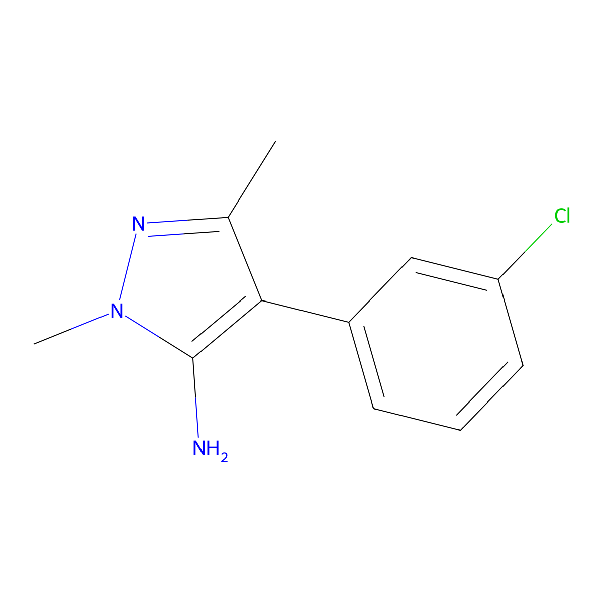 4-(3-Chlorophenyl)-1,3-dimethyl-1h-pyrazol-5-amine molecular structure, CAS 1152674-85-5