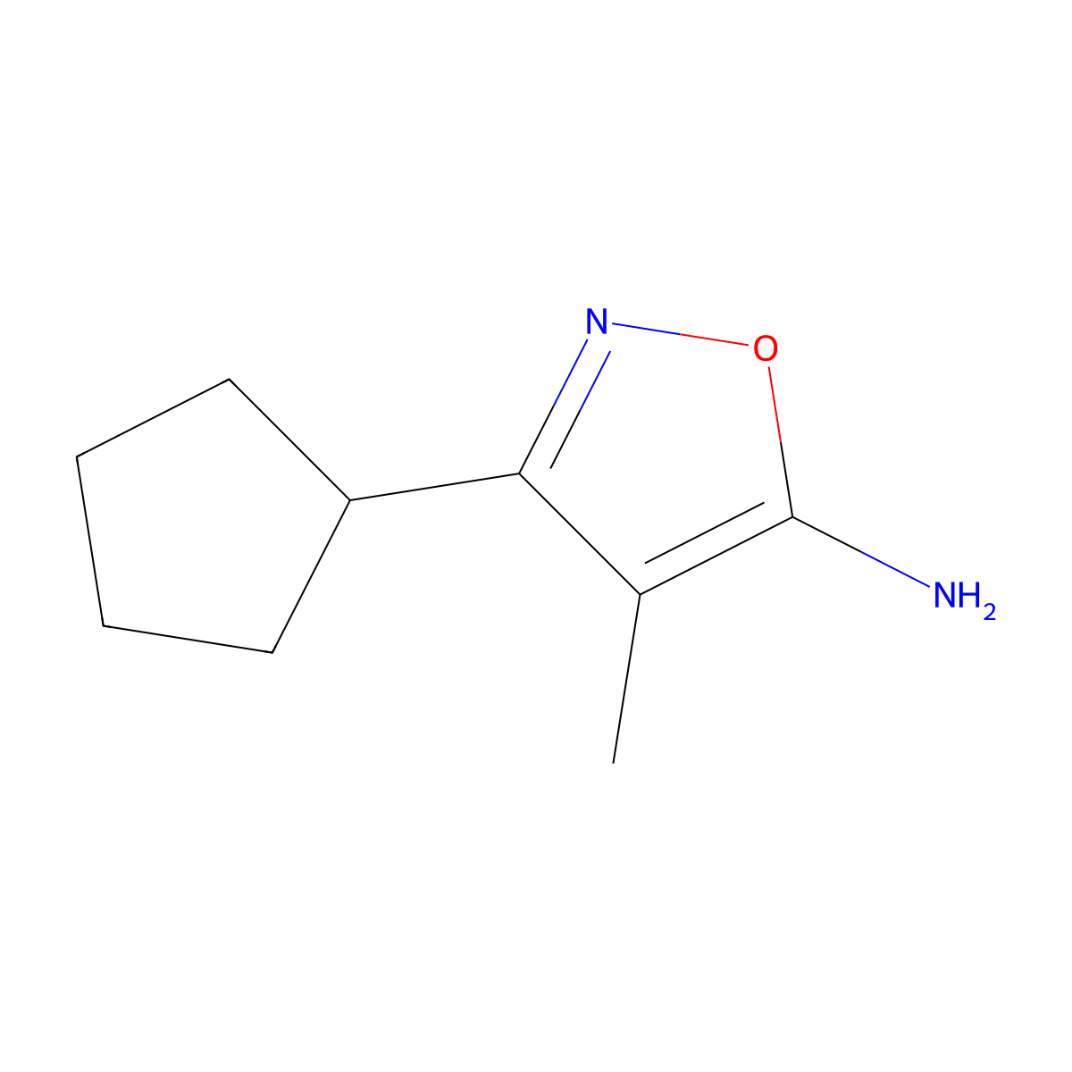 3-Cyclopentyl-4-methyl-1,2-oxazol-5-amine molecular structure, CAS 1152679-52-1