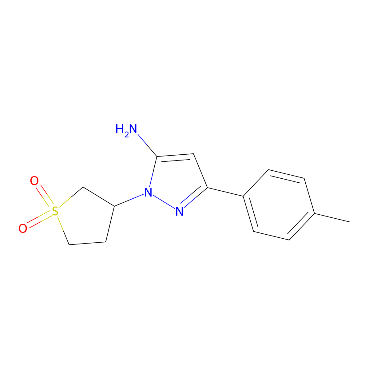1-(1,1-dioxidotetrahydro-3-thienyl)-3-(4-methylphenyl)-1H-pyrazol-5-amine molecular structure, CAS 1152680-68-6