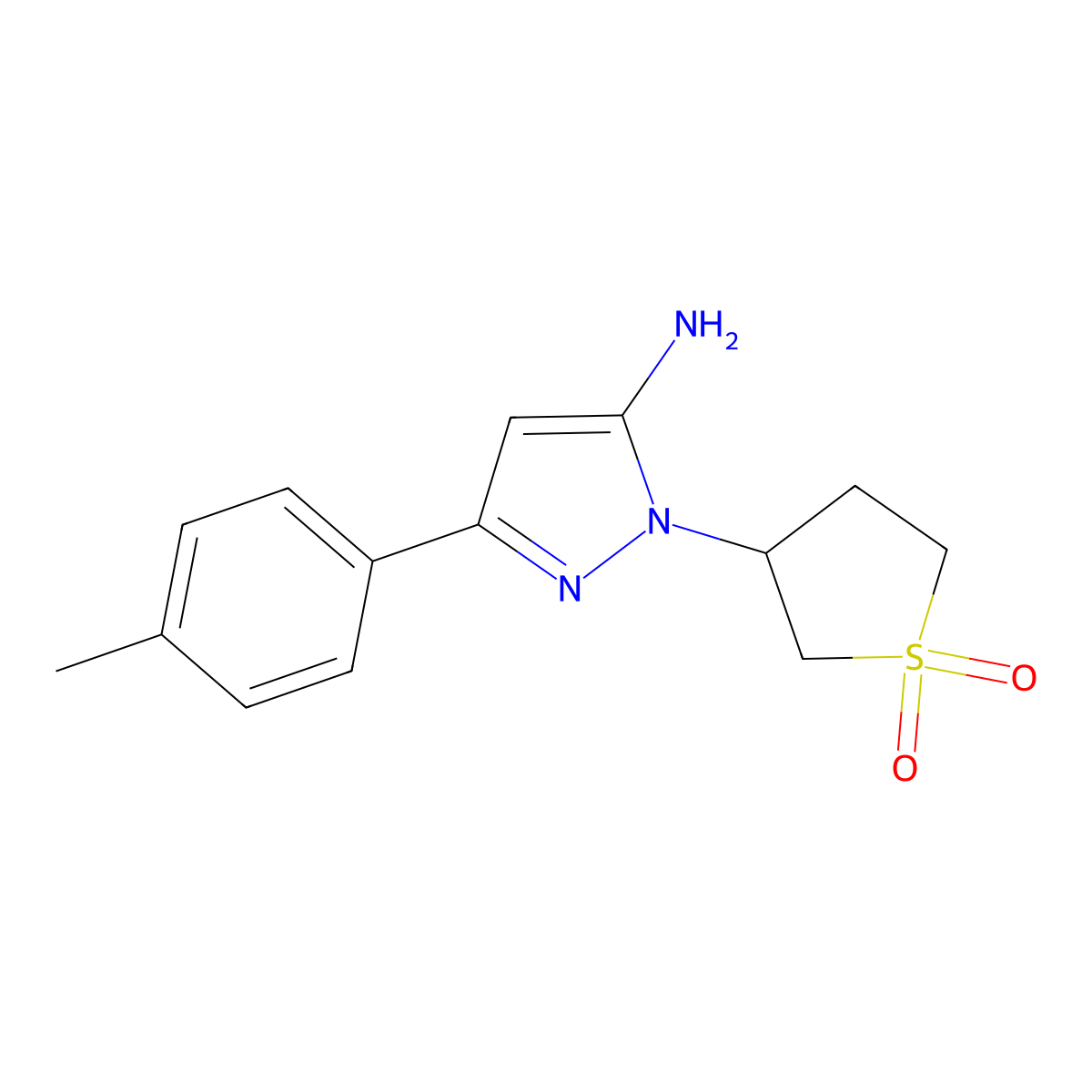 1-(1,1-dioxidotetrahydro-3-thienyl)-3-(4-methylphenyl)-1H-pyrazol-5-amine molecular structure, CAS 1152680-68-6
