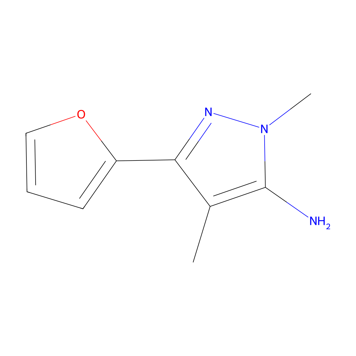 3-(Furan-2-yl)-1,4-dimethyl-1h-pyrazol-5-amine molecular structure, CAS 1152681-70-3