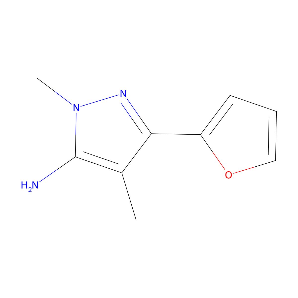 3-(Furan-2-yl)-1,4-dimethyl-1h-pyrazol-5-amine molecular structure, CAS 1152681-70-3