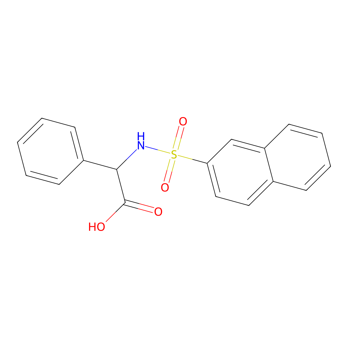 ((2-Naphthylsulfonyl)amino)(phenyl)acetic acid molecular structure, CAS 115269-30-2