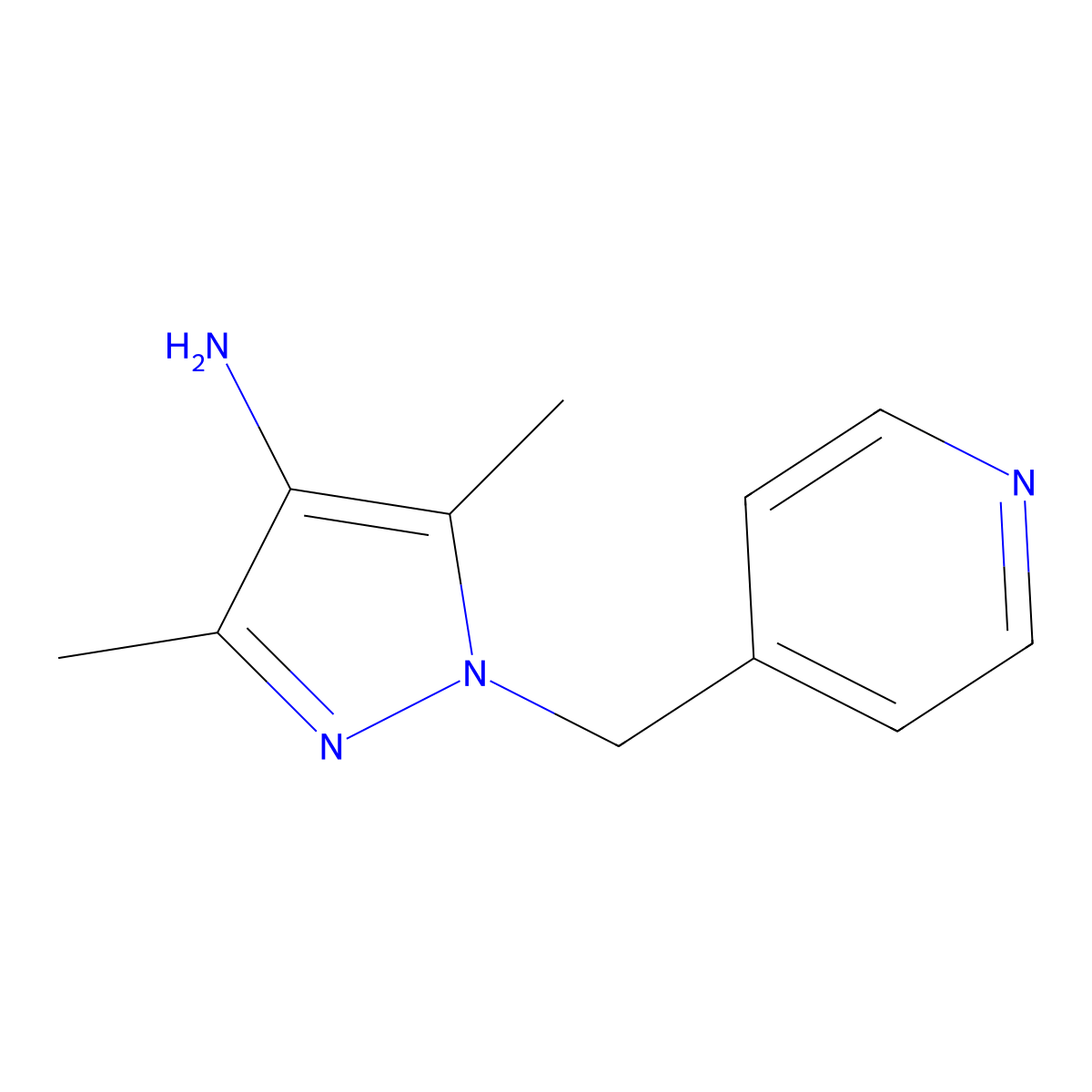 3,5-Dimethyl-1-(pyridin-4-ylmethyl)-1H-pyrazol-4-amine molecular structure, CAS 1152695-76-5