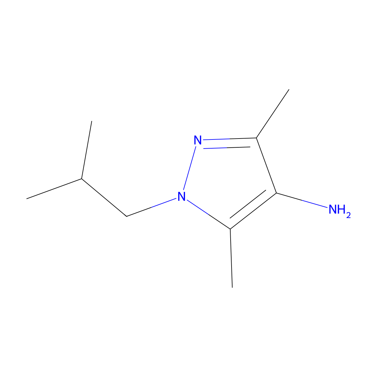 1-Isobutyl-3,5-dimethyl-1H-pyrazol-4-amine molecular structure, CAS 1152695-93-6