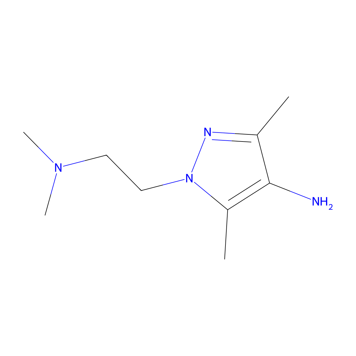 1-[2-(dimethylamino)ethyl]-3,5-dimethyl-1H-pyrazol-4-amine molecular structure, CAS 1152696-67-7