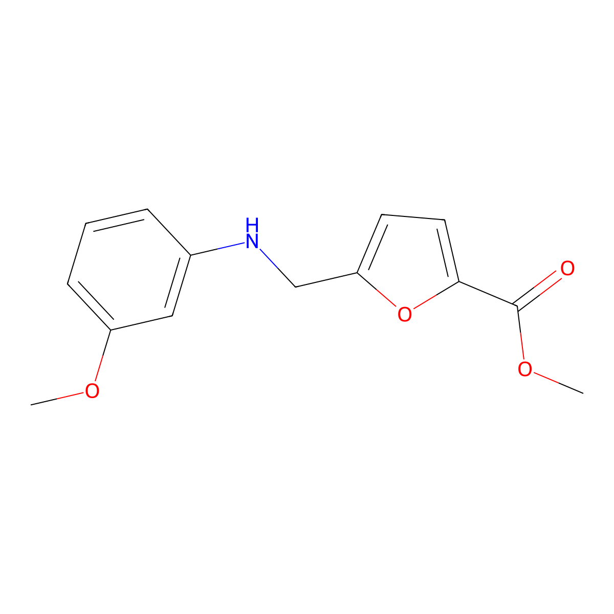 Methyl 5-{[(3-methoxyphenyl)amino]methyl}furan-2-carboxylate molecular structure, CAS 1152697-30-7