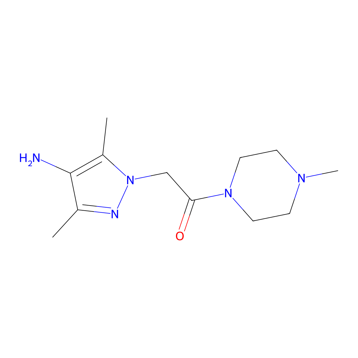 2-(4-amino-3,5-dimethyl-1H-pyrazol-1-yl)-1-(4-methylpiperazin-1-yl)ethanone molecular structure, CAS 1152700-32-7