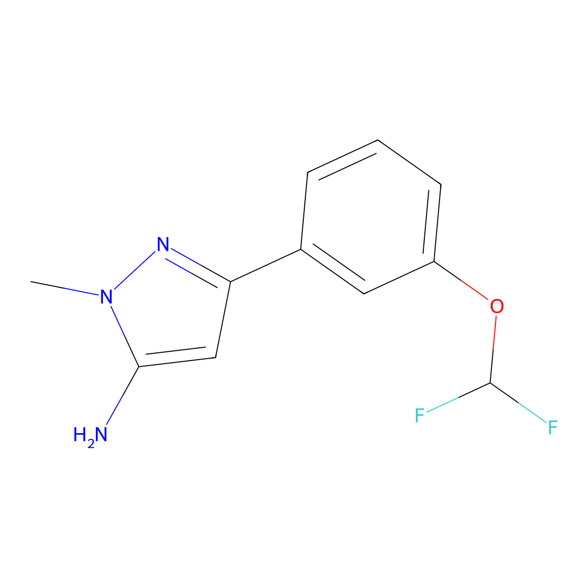 3-[3-(difluoromethoxy)phenyl]-1-methyl-1H-pyrazol-5-amine molecular structure, CAS 1152707-61-3
