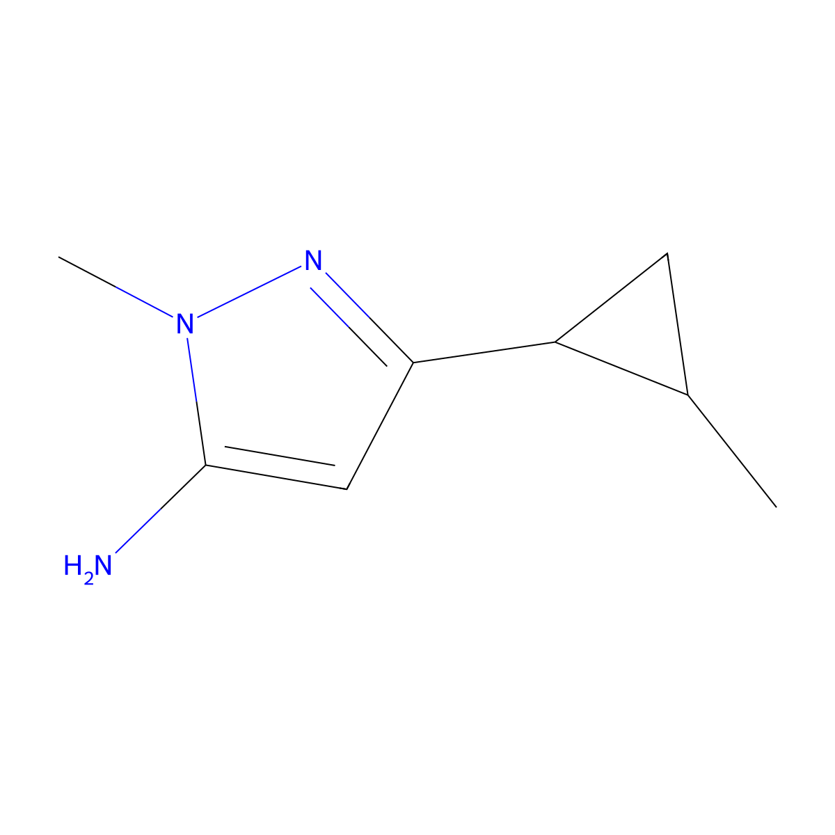 1-Methyl-3-(2-methylcyclopropyl)-1H-pyrazol-5-amine molecular structure, CAS 1152707-68-0