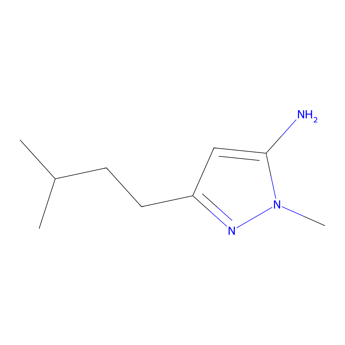 1-methyl-3-(3-methylbutyl)-1H-pyrazol-5-amine molecular structure, CAS 1152707-75-9