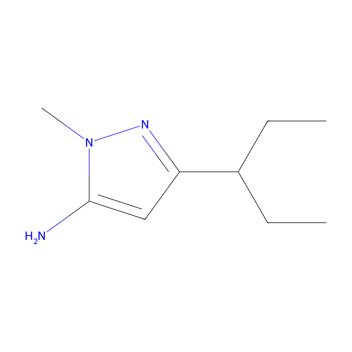 1-methyl-3-(pentan-3-yl)-1H-pyrazol-5-amine molecular structure, CAS 1152707-98-6