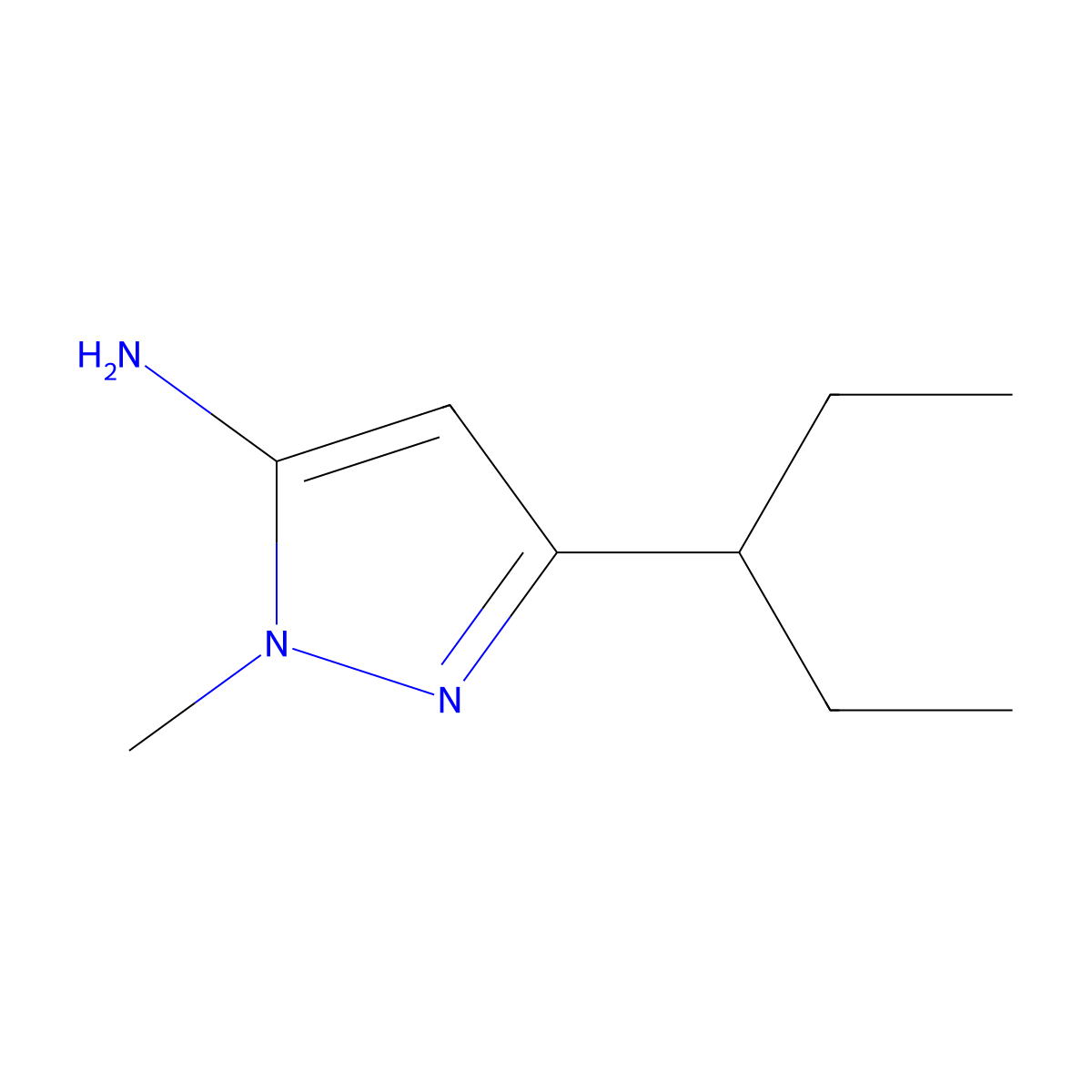 1-methyl-3-(pentan-3-yl)-1H-pyrazol-5-amine molecular structure, CAS 1152707-98-6