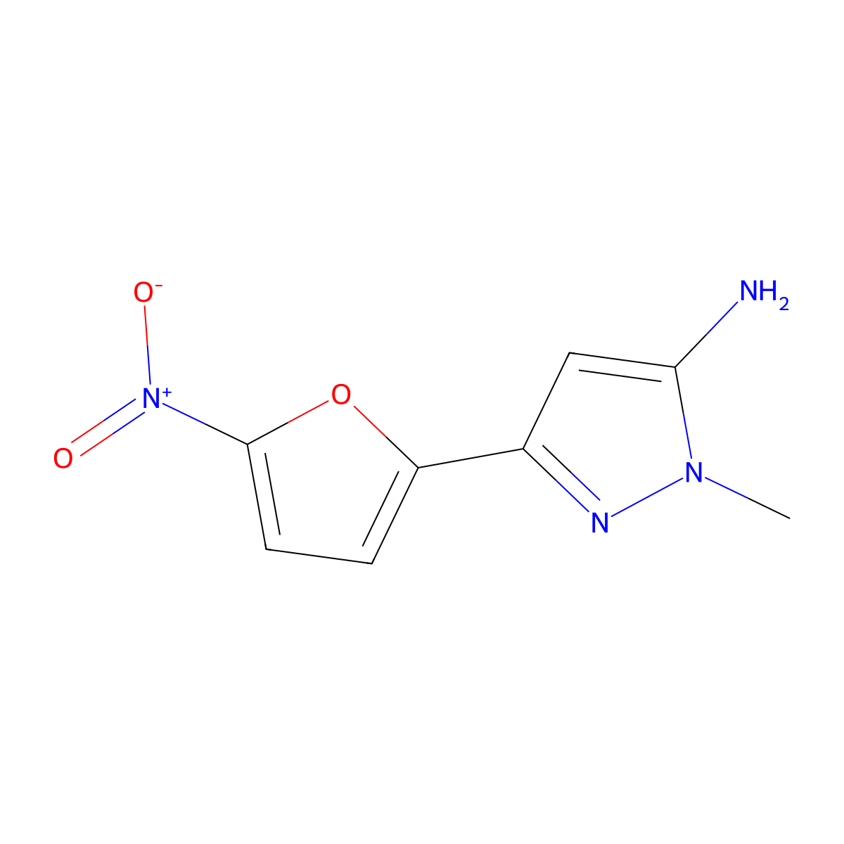 1-Methyl-3-(5-nitrofuran-2-yl)-1h-pyrazol-5-amine molecular structure, CAS 1152708-32-1