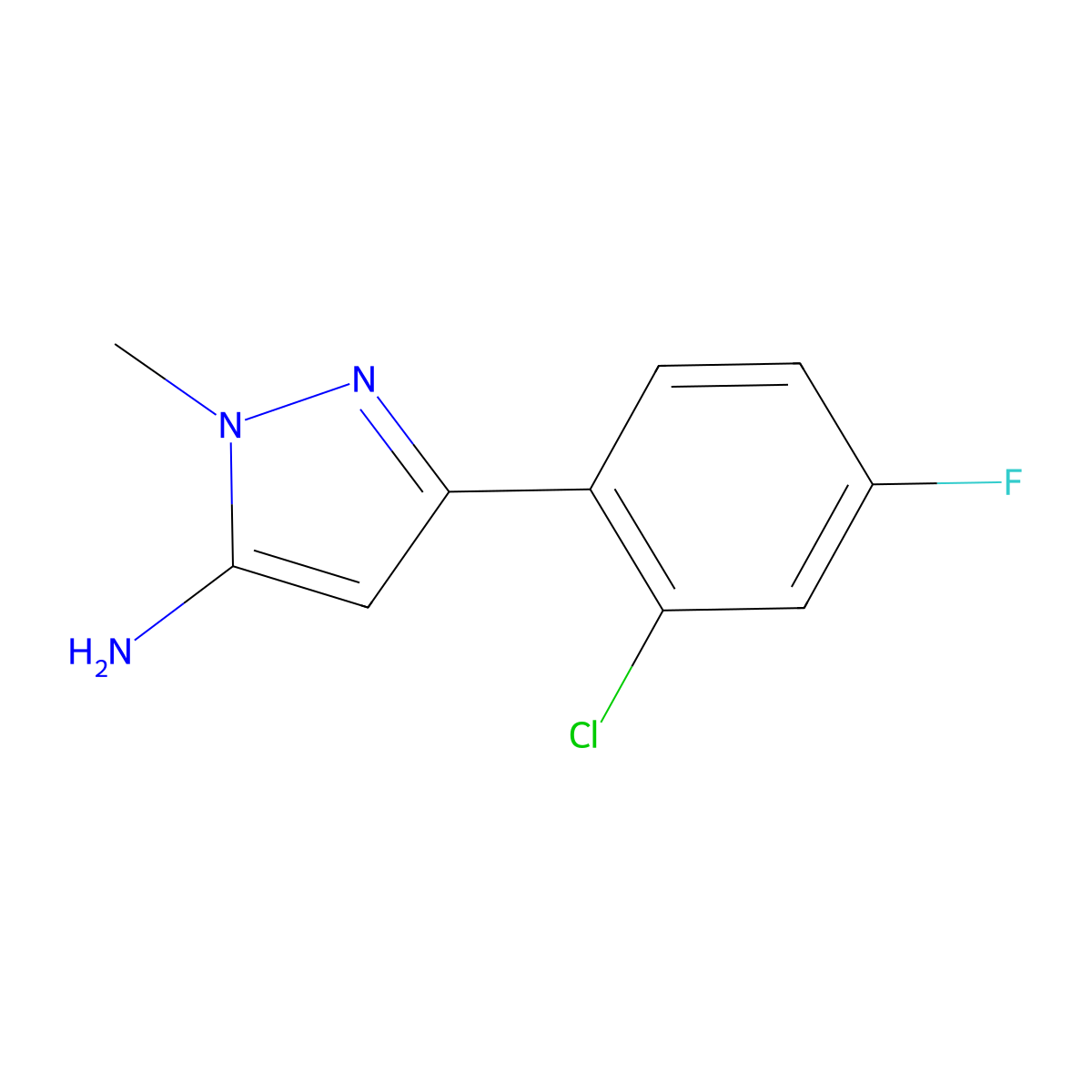 3-(2-Chloro-4-fluorophenyl)-1-methyl-1h-pyrazol-5-amine molecular structure, CAS 1152708-48-9