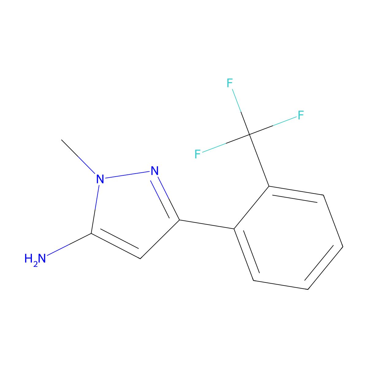 1-methyl-3-[2-(trifluoromethyl)phenyl]-1H-pyrazol-5-amine molecular structure, CAS 1152708-76-3
