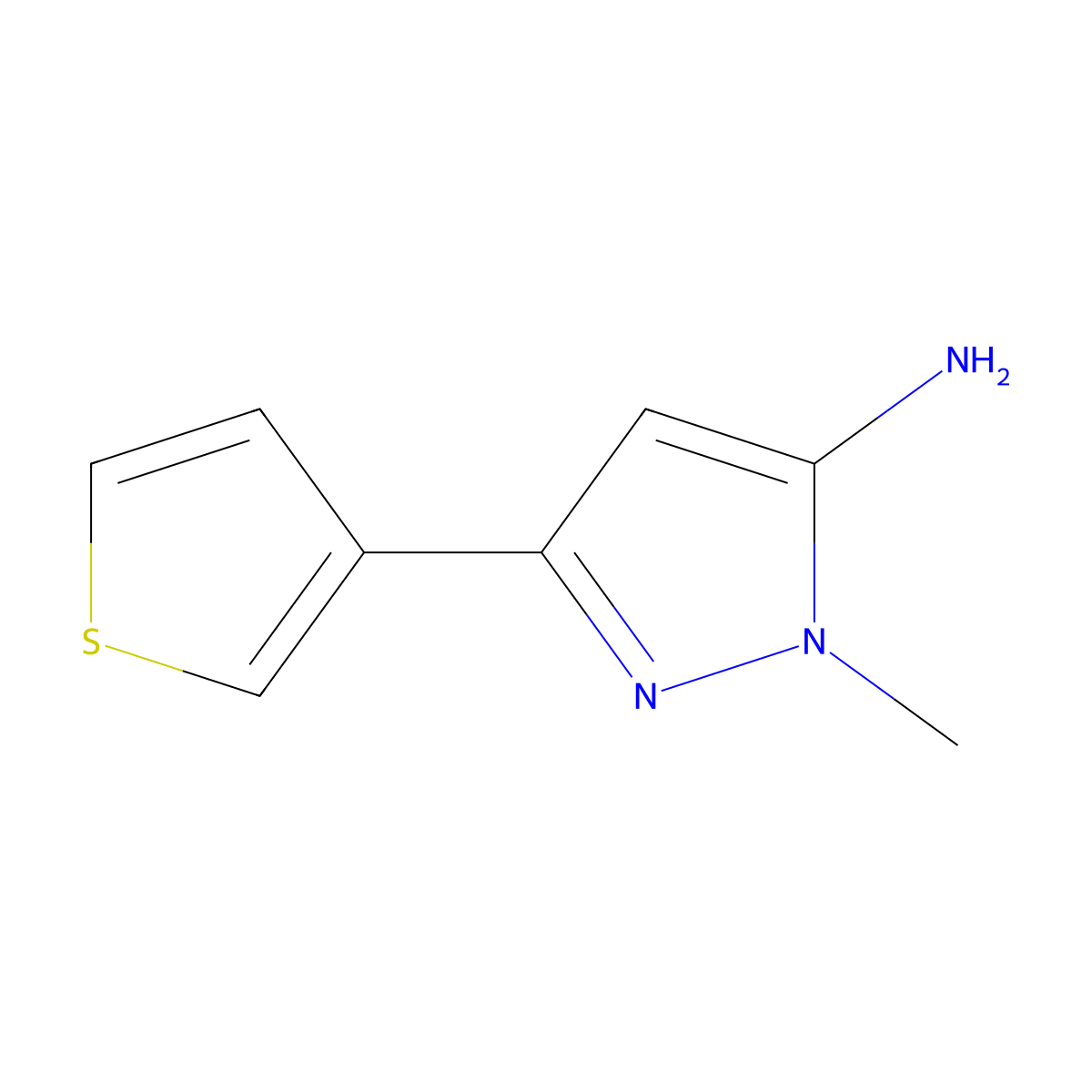 1-methyl-3-(thiophen-3-yl)-1H-pyrazol-5-amine molecular structure, CAS 1152708-82-1
