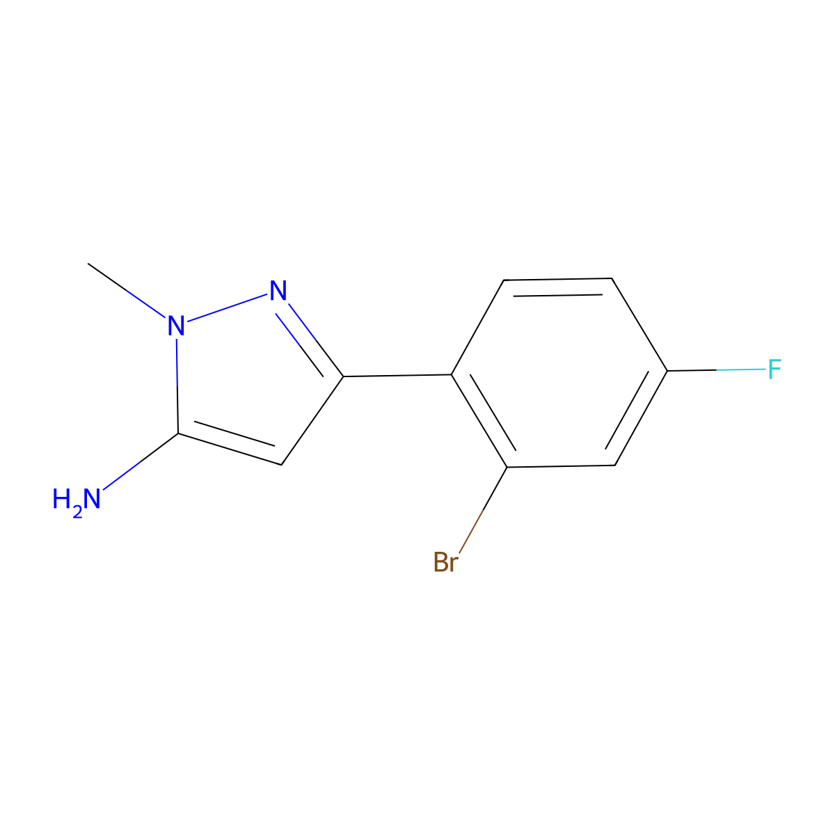 3-(2-Bromo-4-fluorophenyl)-1-methyl-1h-pyrazol-5-amine molecular structure, CAS 1152708-98-9