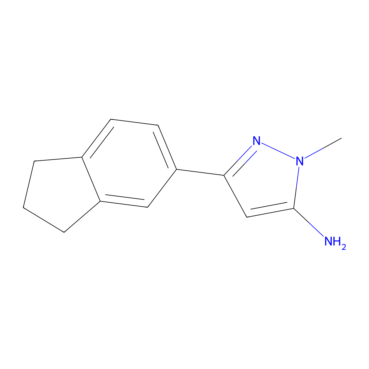 3-(2,3-dihydro-1H-inden-5-yl)-1-methyl-1H-pyrazol-5-amine molecular structure, CAS 1152709-30-2