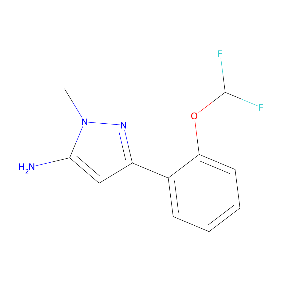 3-[2-(difluoromethoxy)phenyl]-1-methyl-1H-pyrazol-5-amine molecular structure, CAS 1152709-48-2