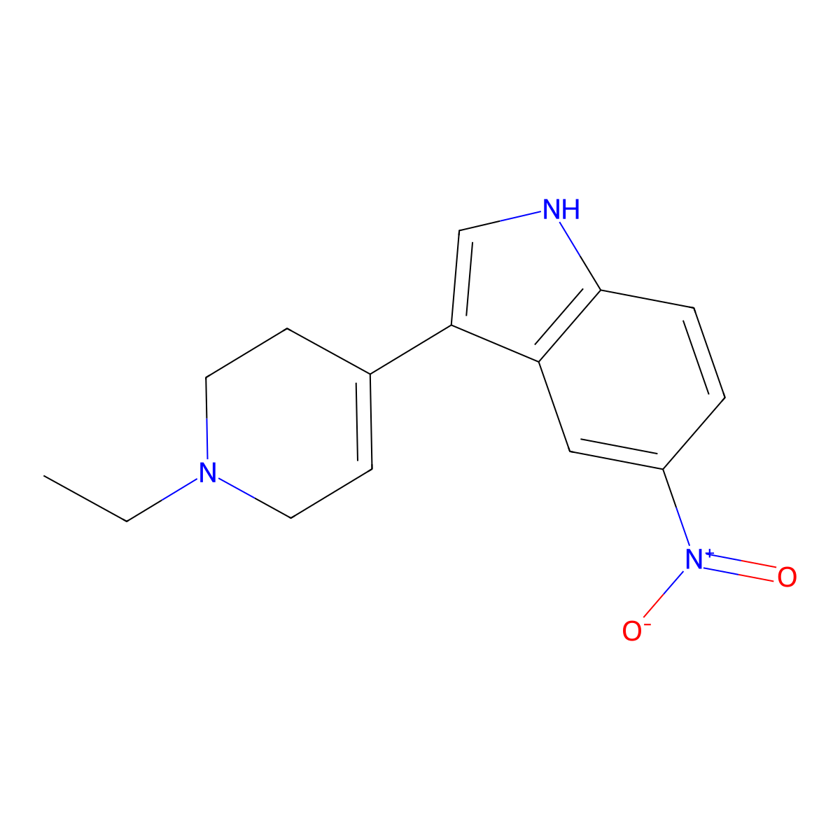 3-(1-Ethyl-1,2,3,6-tetrahydropyridin-4-yl)-5-nitro-1H-indole molecular structure, CAS 1152720-77-8