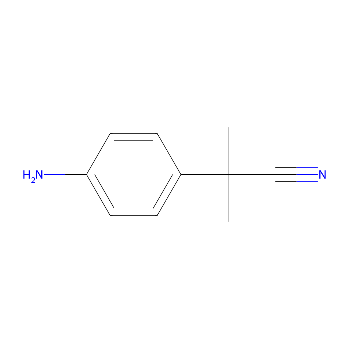 2-(4-Aminophenyl)-2-methylpropanenitrile molecular structure, CAS 115279-57-7