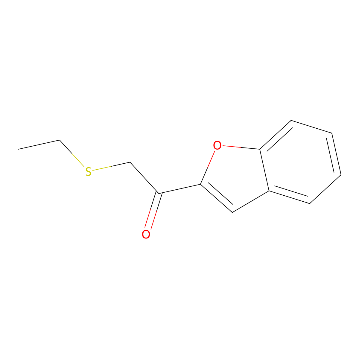 1-(Benzofuran-2-yl)-2-(ethylthio)ethan-1-one molecular structure, CAS 1152812-36-6