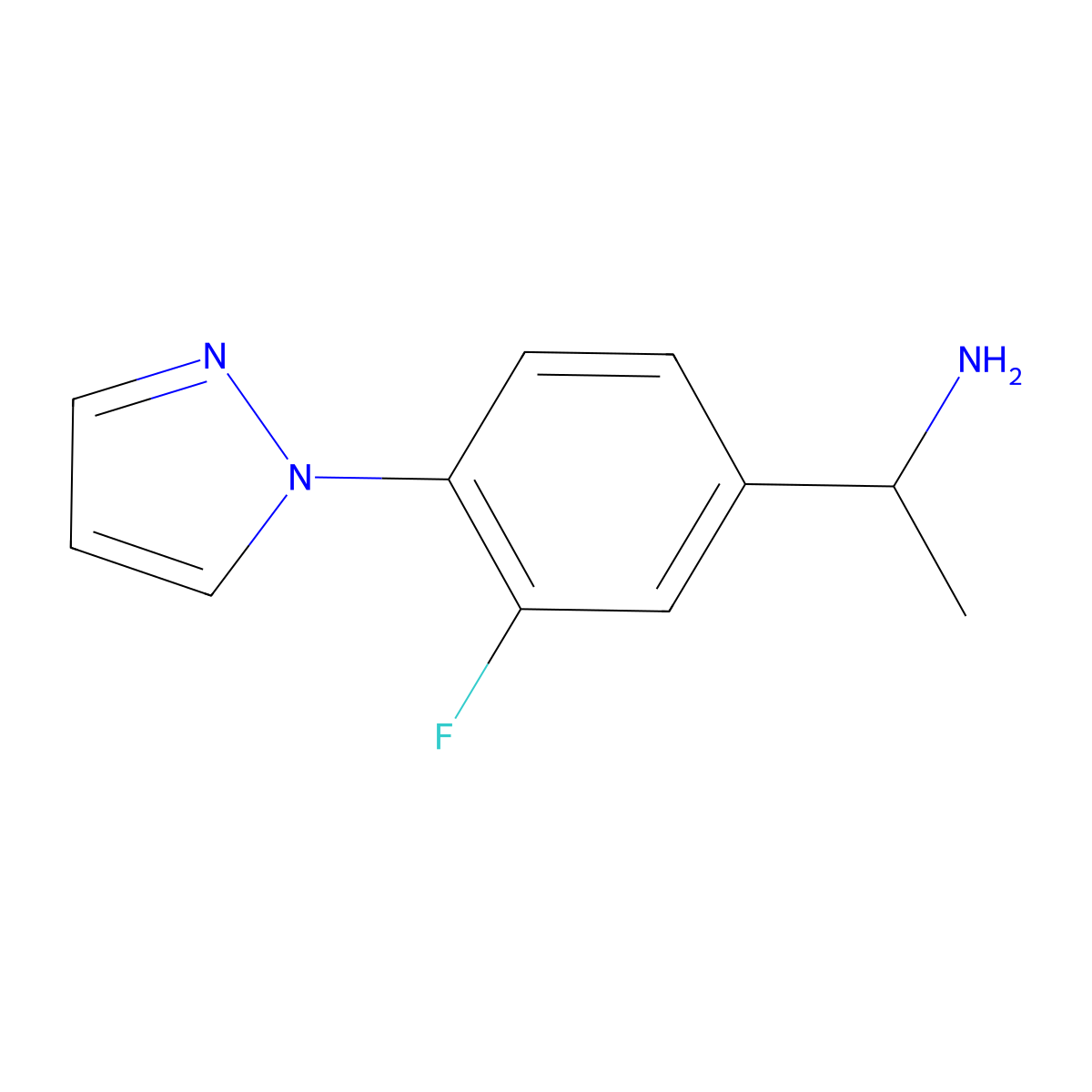 1-[3-Fluoro-4-(1H-pyrazol-1-yl)phenyl]ethan-1-amine molecular structure, CAS 1152812-82-2