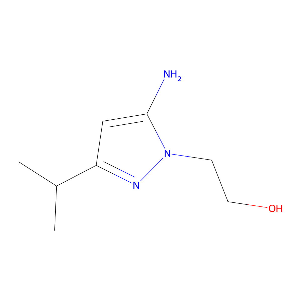 2-[5-amino-3-(propan-2-yl)-1H-pyrazol-1-yl]ethan-1-ol molecular structure, CAS 1152815-17-2