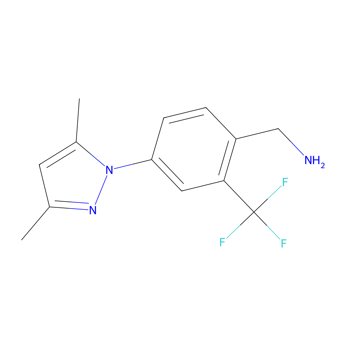 [4-(3,5-dimethyl-1H-pyrazol-1-yl)-2-(trifluoromethyl)phenyl]methanamine molecular structure, CAS 1152815-26-3