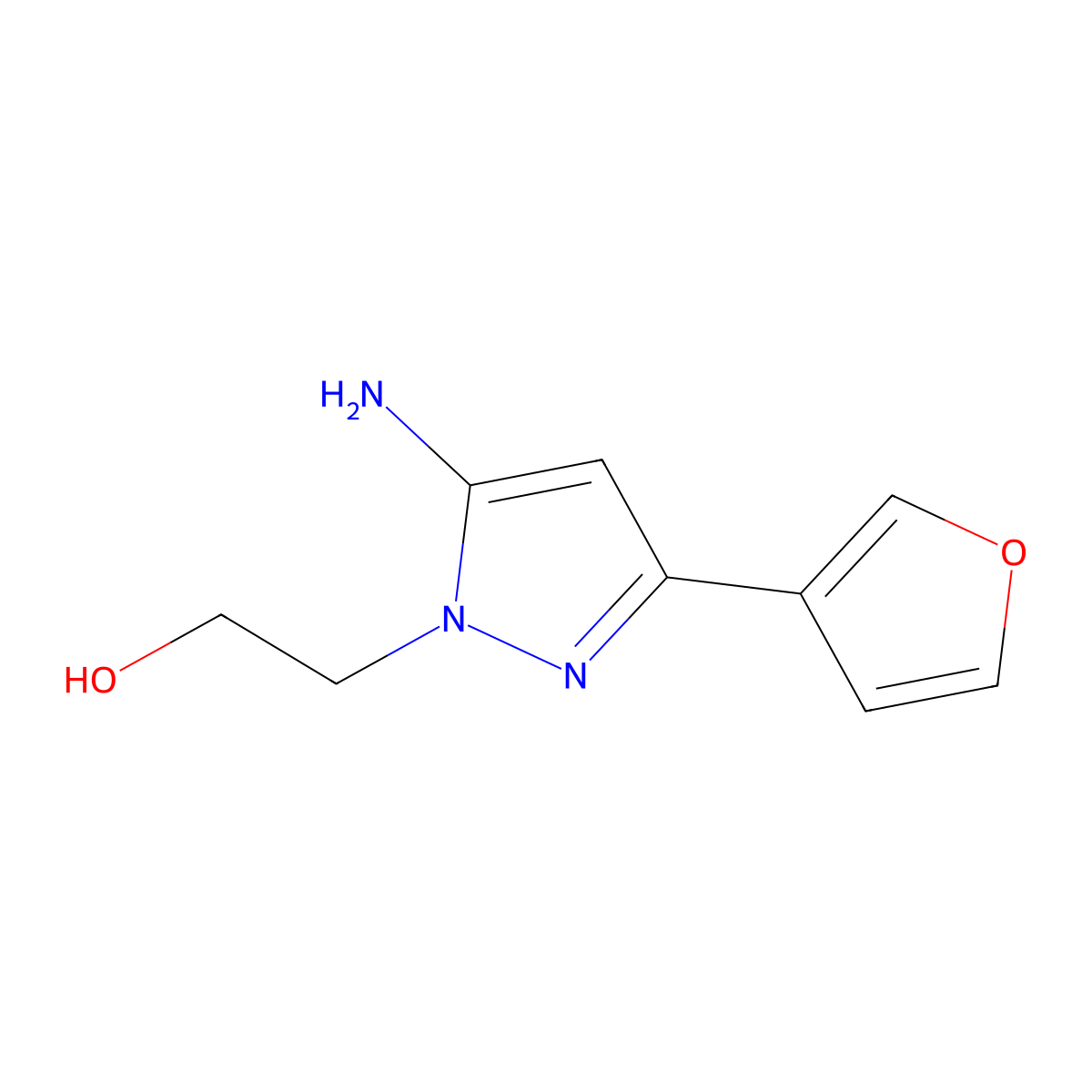 2-[5-Amino-3-(furan-3-YL)-1H-pyrazol-1-YL]ethan-1-OL molecular structure, CAS 1152815-37-6