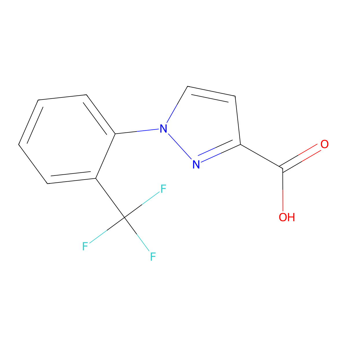 1-(2-(trifluoromethyl)phenyl)-1H-pyrazole-3-carboxylic acid molecular structure, CAS 1152815-38-7