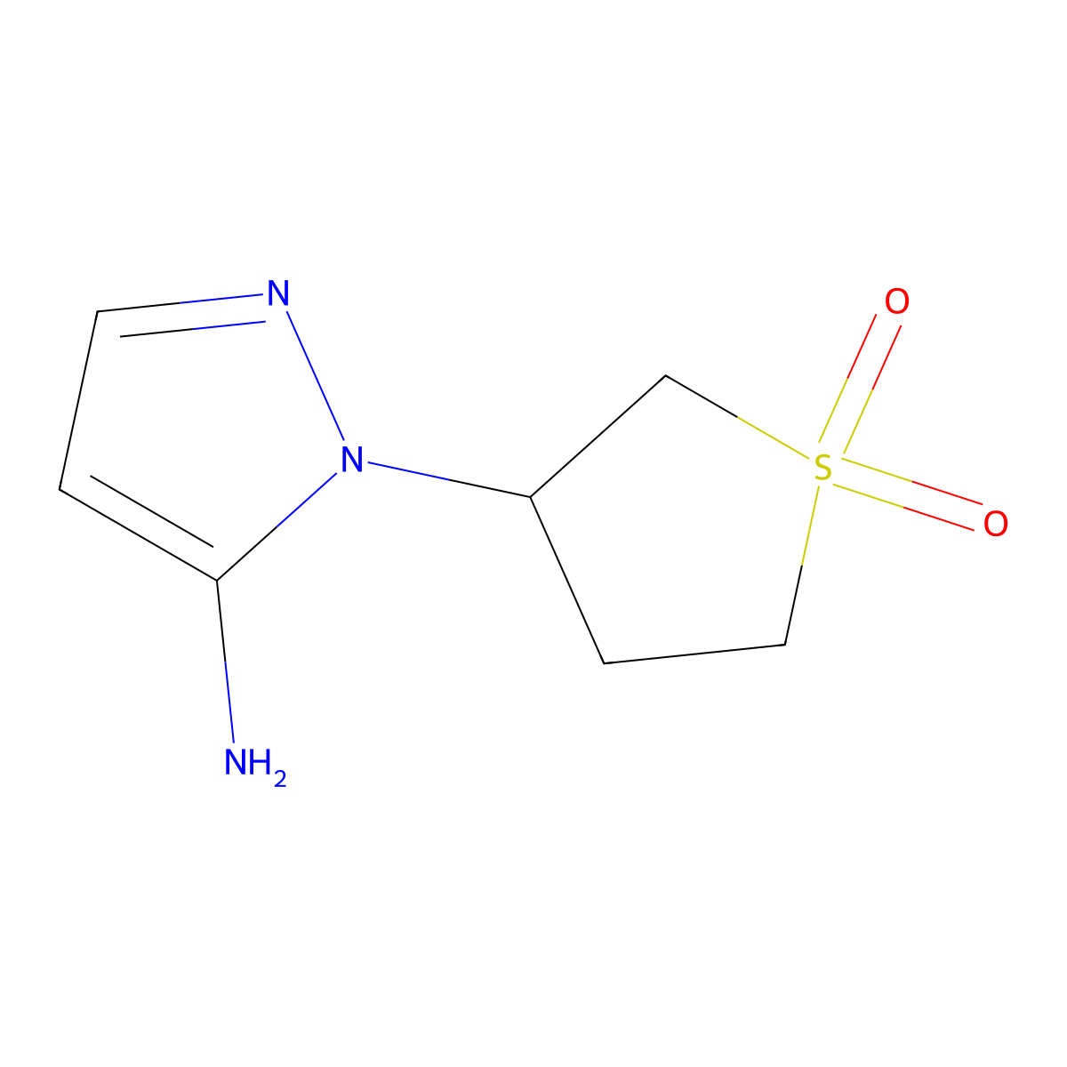3-(5-amino-1H-pyrazol-1-yl)-1lambda6-thiolane-1,1-dione molecular structure, CAS 1152816-64-2