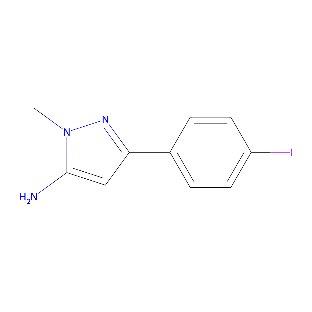 3-(4-Iodophenyl)-1-methyl-1H-pyrazol-5-amine molecular structure, CAS 1152818-35-3