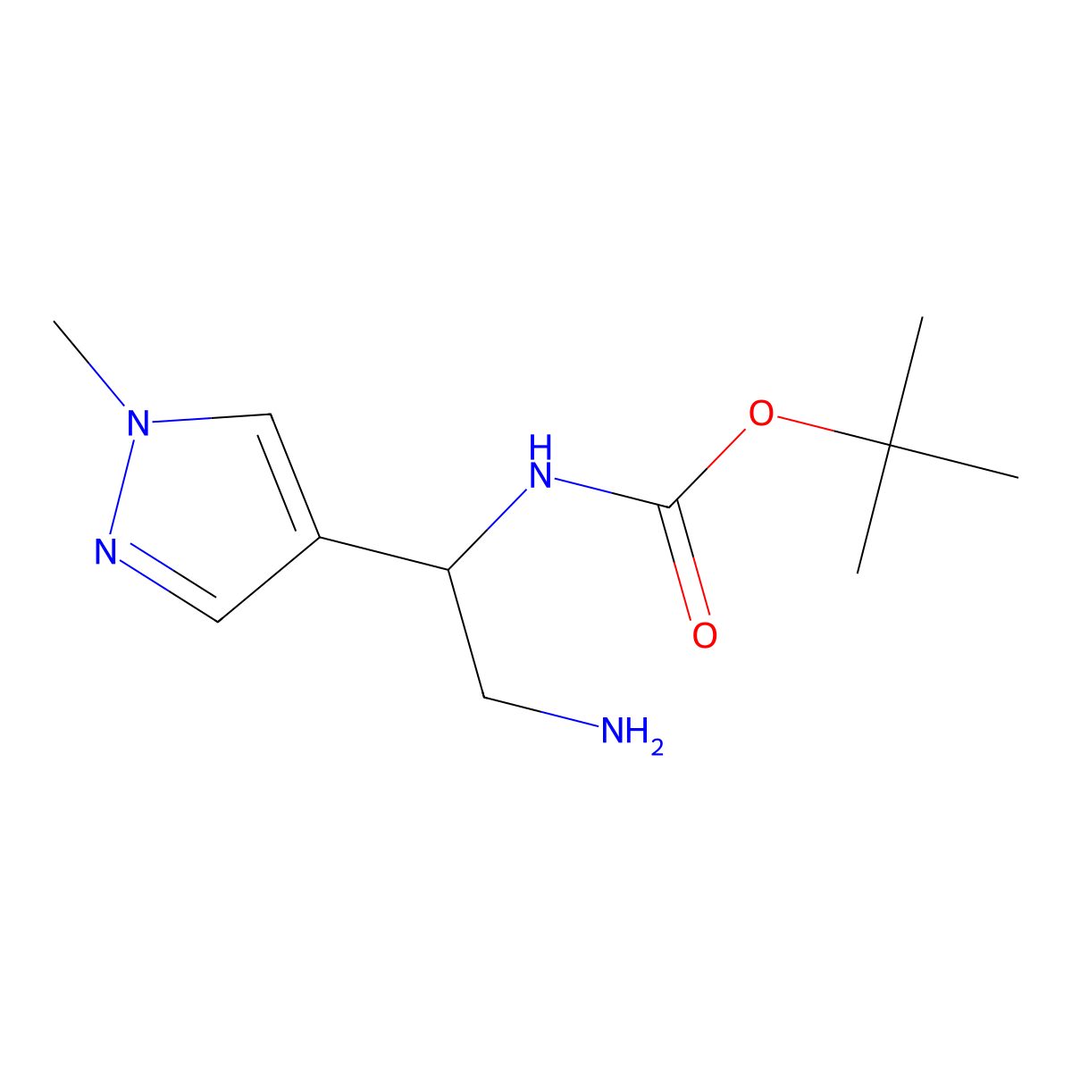 tert-butyl N-[2-amino-1-(1-methyl-1H-pyrazol-4-yl)ethyl]carbamate molecular structure, CAS 1152820-37-5