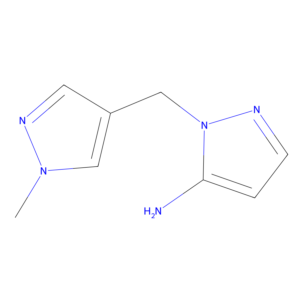 1-[(1-methyl-1H-pyrazol-4-yl)methyl]-1H-pyrazol-5-amine molecular structure, CAS 1152821-18-5