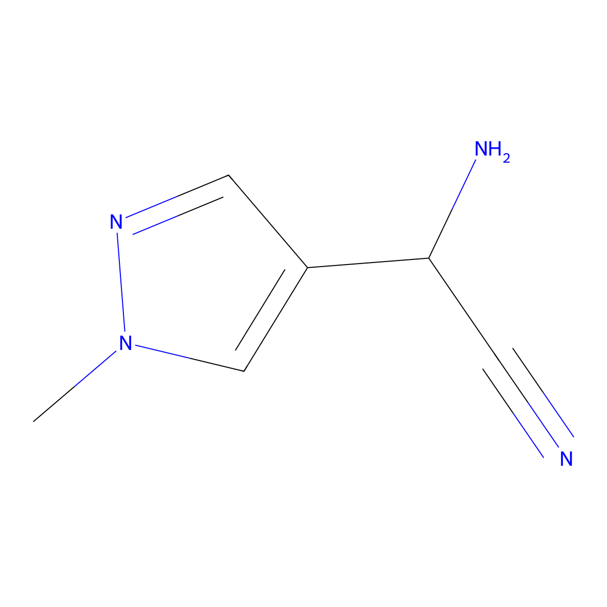 2-Amino-2-(1-methyl-1H-pyrazol-4-yl)acetonitrile molecular structure, CAS 1152822-34-8