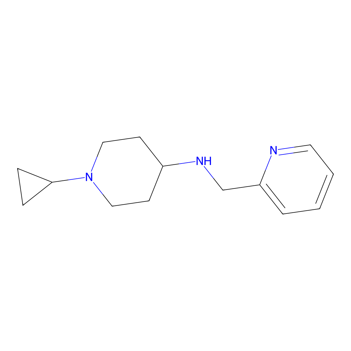 1-cyclopropyl-N-((pyridin-2-yl)methyl)piperidin-4-amine molecular structure, CAS 1152829-96-3
