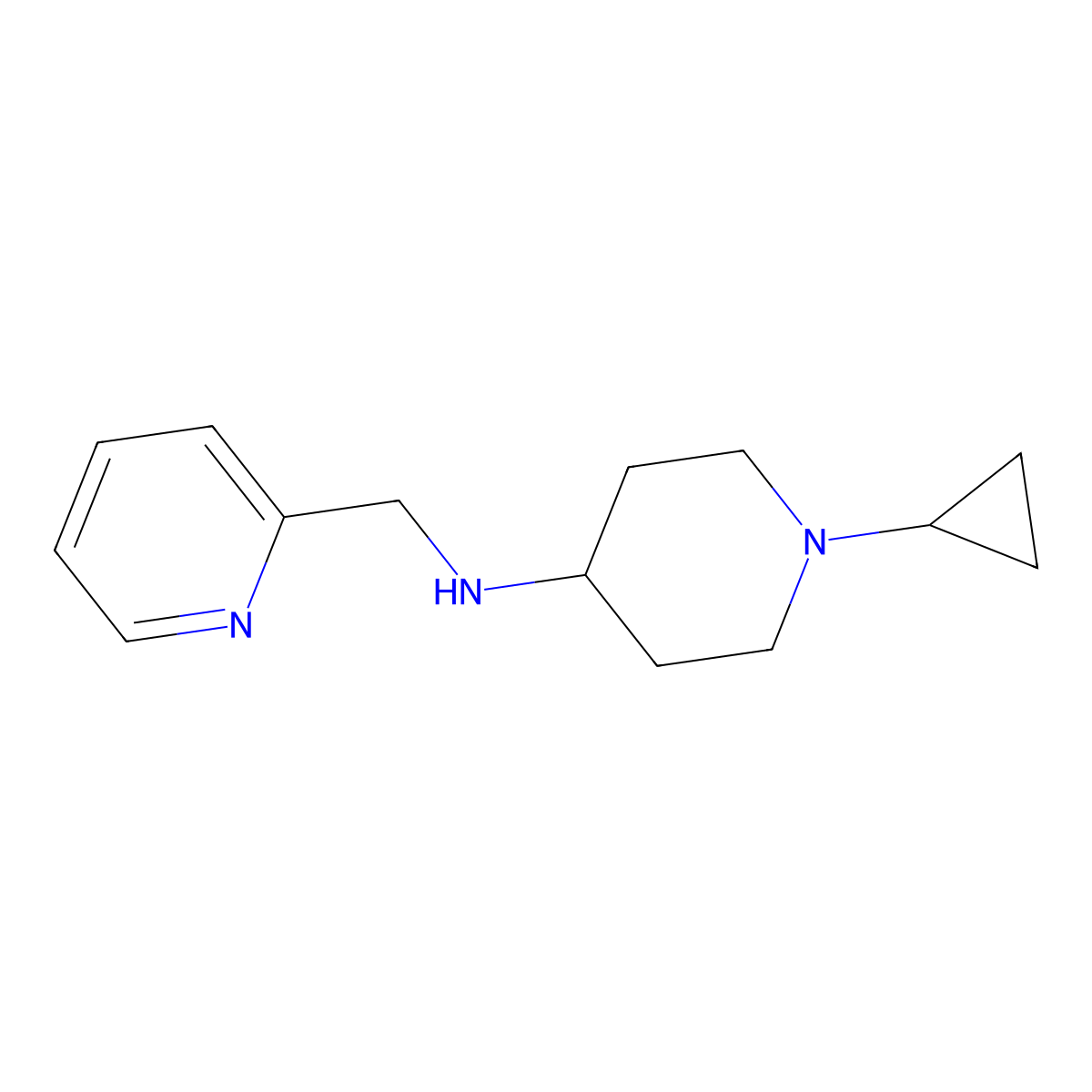 1-cyclopropyl-N-((pyridin-2-yl)methyl)piperidin-4-amine molecular structure, CAS 1152829-96-3