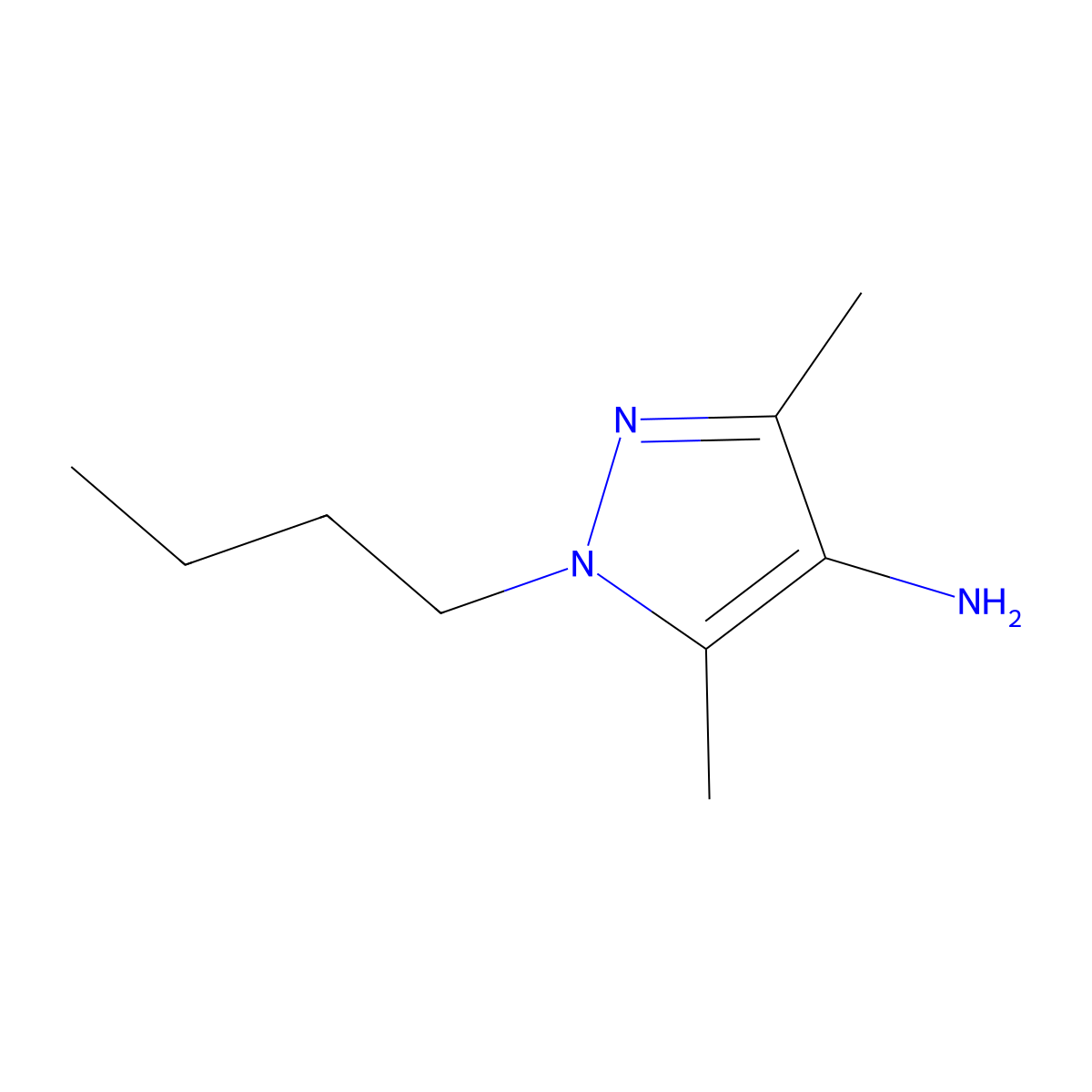 1-Butyl-3,5-dimethyl-1H-pyrazol-4-amine molecular structure, CAS 1152839-13-8