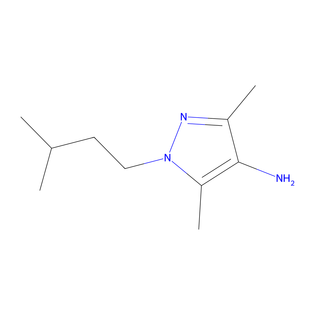 1-Isopentyl-3,5-dimethyl-1H-pyrazol-4-amine molecular structure, CAS 1152839-22-9
