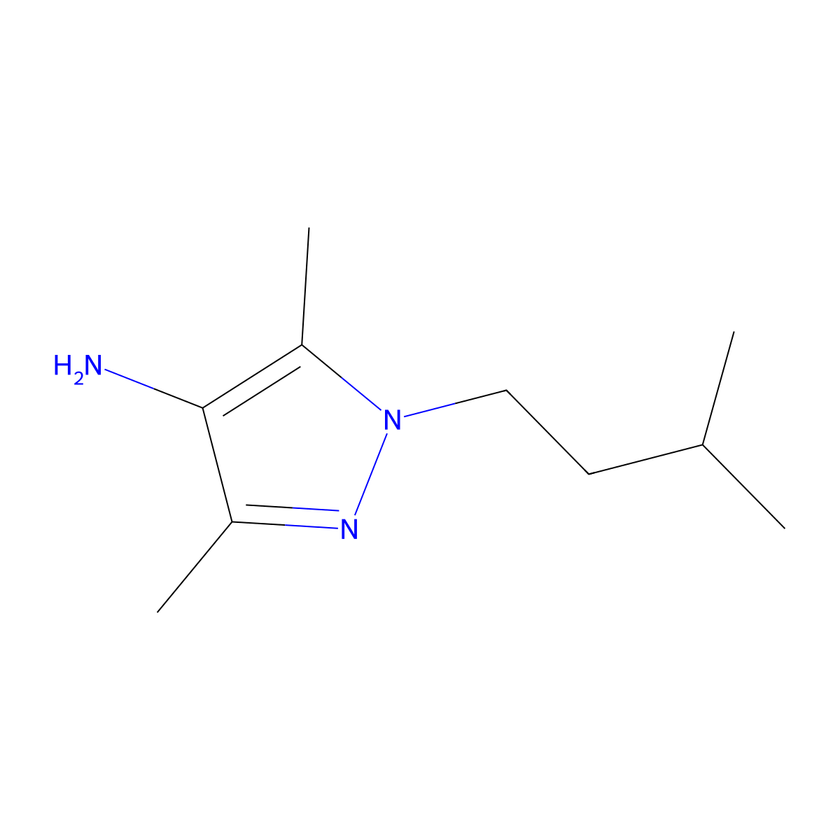1-Isopentyl-3,5-dimethyl-1H-pyrazol-4-amine molecular structure, CAS 1152839-22-9