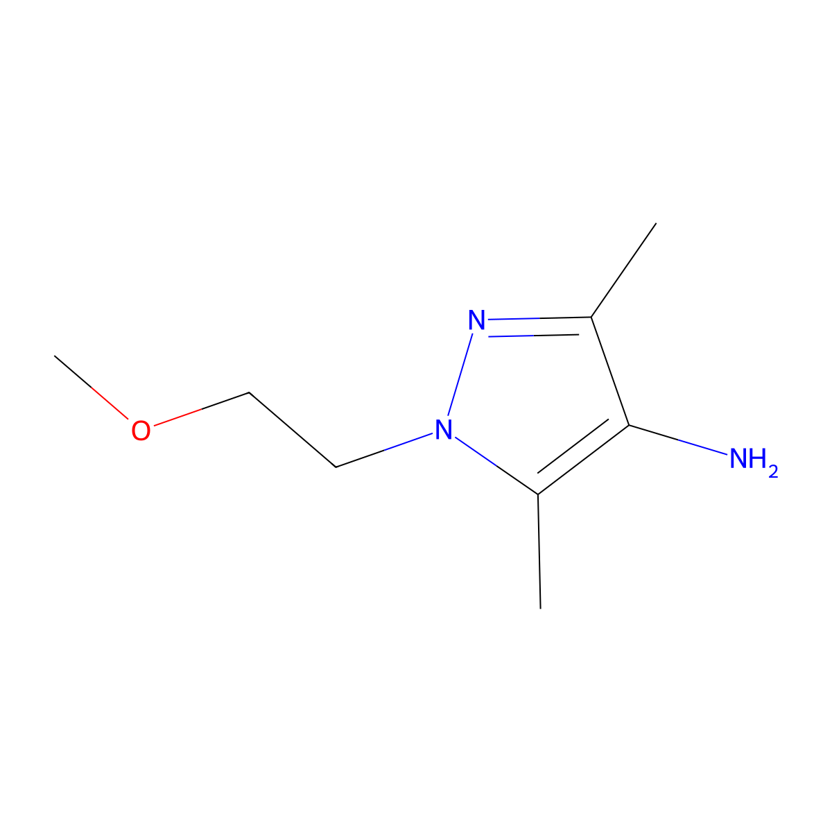 1-(2-methoxyethyl)-3,5-dimethyl-1H-pyrazol-4-amine molecular structure, CAS 1152839-38-7