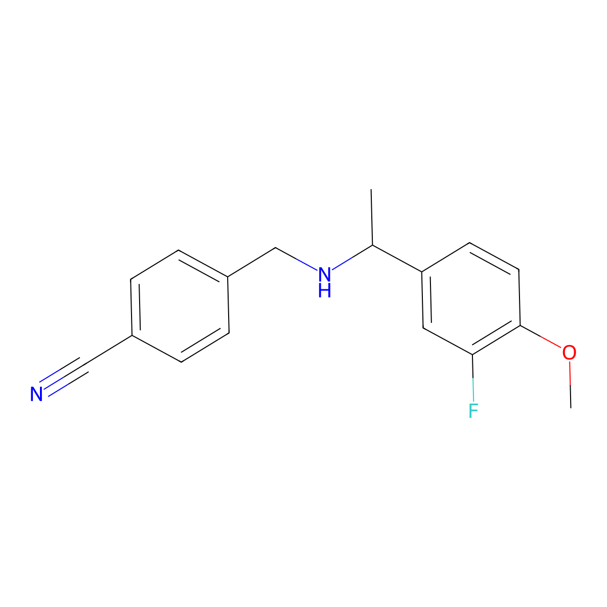 4-[[1-(3-Fluoro-4-methoxyphenyl)ethylamino]methyl]benzonitrile molecular structure, CAS 1152839-39-8