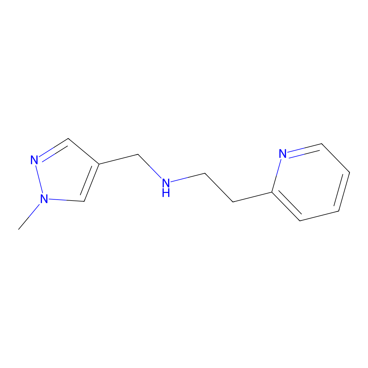 N-((1-Methyl-1H-pyrazol-4-yl)methyl)-2-(pyridin-2-yl)ethan-1-amine molecular structure, CAS 1152840-97-5