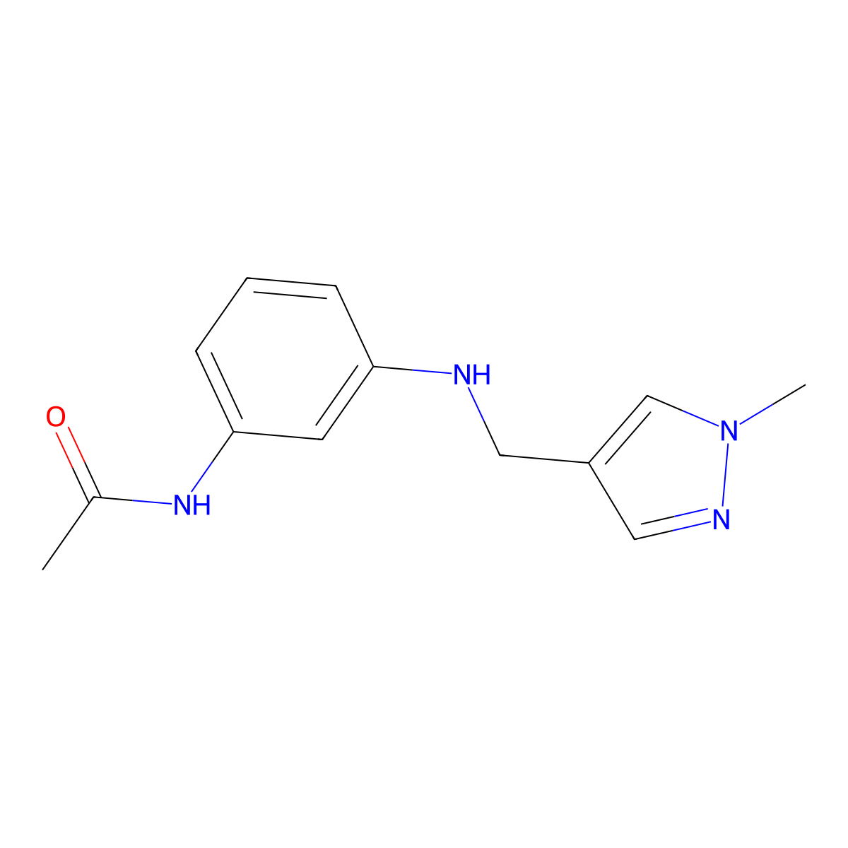 N-(3-(((1-Methyl-1H-pyrazol-4-yl)methyl)amino)phenyl)acetamide molecular structure, CAS 1152841-01-4